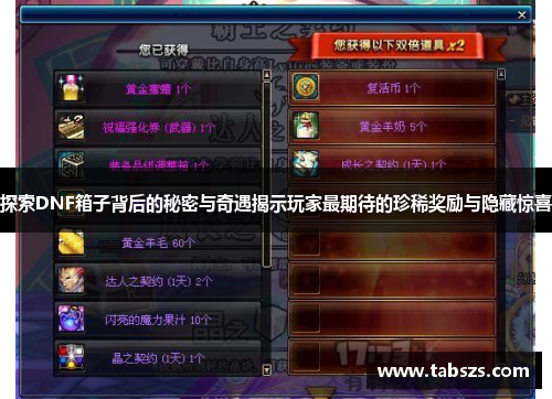 探索DNF箱子背后的秘密与奇遇揭示玩家最期待的珍稀奖励与隐藏惊喜